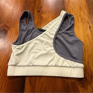 Reversible Grayish/Purple and Cream Sports Bra/ Top